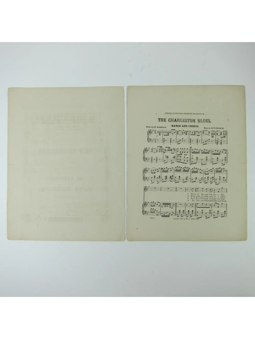 Sheet Music The Charleston Blues Ed Harrigan The McSorleys Braham Antique 1882